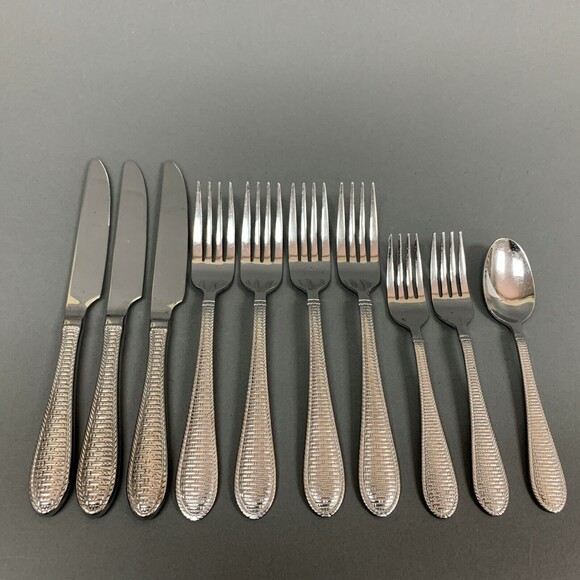 Home Target Weave Pattern Stainless Steel Knives Forks Spoon Lot of 10 - Picture 2 of 8